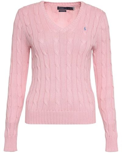 Ralph Lauren Brand-embroidered Slim-fit Knitted Sweater - Pink