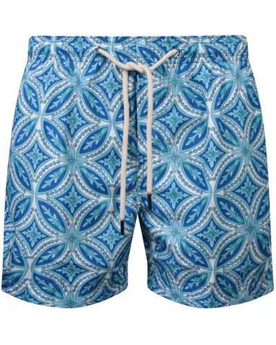 Peninsula Patterned Swim Shorts - Blue