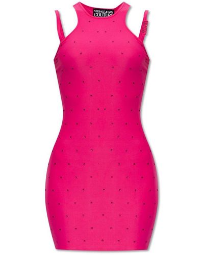 Versace Crystal-Embellished Mini Dress - Pink