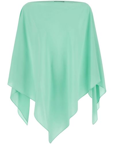 Gianluca Capannolo Green Asymmetric Cape In Silk