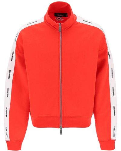 DSquared² Zip Up Sweatshirt With Logo Bands - Red