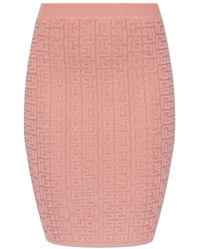 Balmain Monogram Skirt - Pink