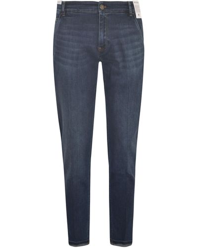 PT01 Fitted Buttoned Jeans - Blue