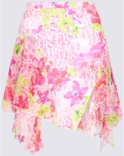 Versace And Silk Mini Skirt - Pink