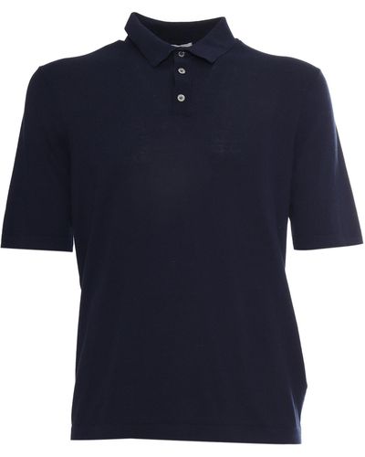 Ballantyne Knitted Polo Shirt - Blue