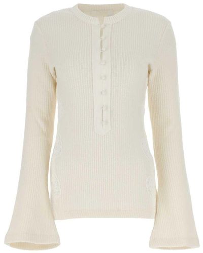 Chloé Embroidered Wool Sweater - White