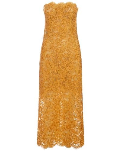 Ermanno Scervino Lace Longuette Dress With Micro Crystals - Metallic