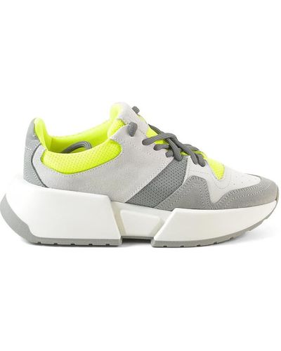 MM6 by Maison Martin Margiela And Neon Yellow Chunky Trainers - Grey