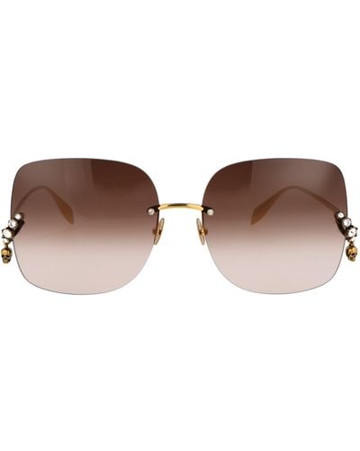 Alexander McQueen Rectangle-frame Sunglasses - Brown