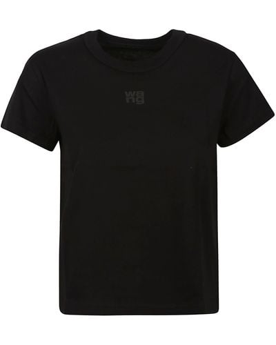 T By Alexander Wang Puff Logo Bound Neck Essential Shrunk T-shirt - Black