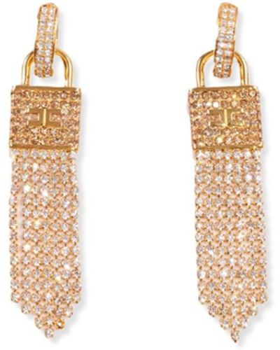 Elisabetta Franchi Gold Pendant Earrings With Padlock - White