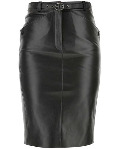 Saint Laurent Nappa Leather Skirt - Black