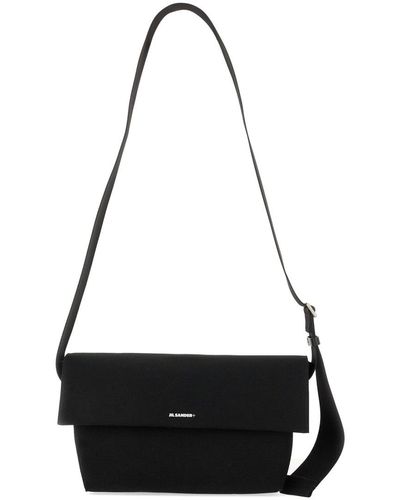 Jil Sander Small Shoulder Bag With Logo - Black