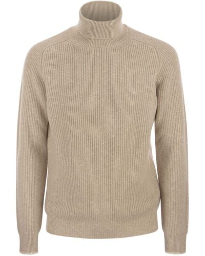 Peserico Wool And Cashmere Turtleneck Jumper - Natural