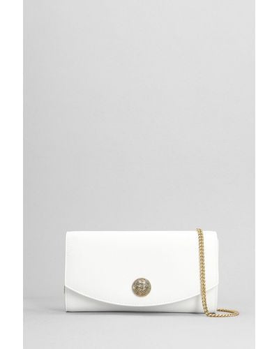 Balmain Clutch In White Leather - Multicolour