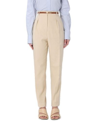 Max Mara Studio Belted Straight Leg Pants - Natural