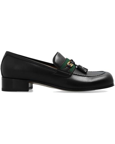 Gucci Web Interlocking G Leather Loafer - Black