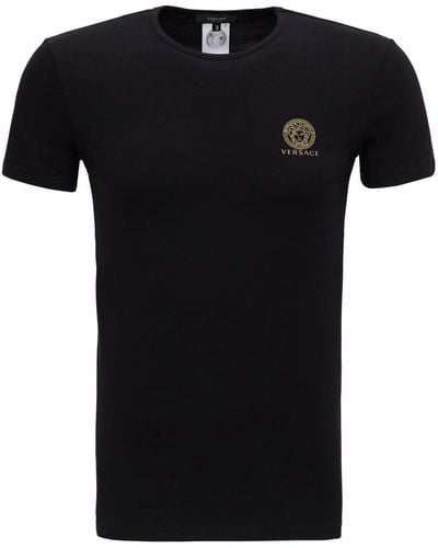 Versace Brand-print Crewneck Stretch-cotton T-shirt X - Black