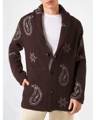 Mc2 Saint Barth Knit Jacket With Paisley Print - Brown