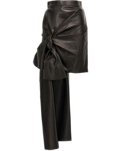 Alexander McQueen Maxi Bow Leather Skirt Skirts - Black