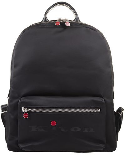 Kiton Nylon Backpack With Logo - Black