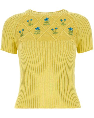 Cormio Cotton Blend Diamond Zolfo Sweater - Yellow