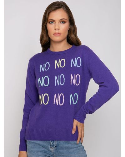Mc2 Saint Barth Woman Sweater With No No No Embroidery - Purple