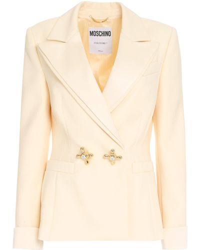 Moschino Couture Double-breasted Wool Blazer - Natural