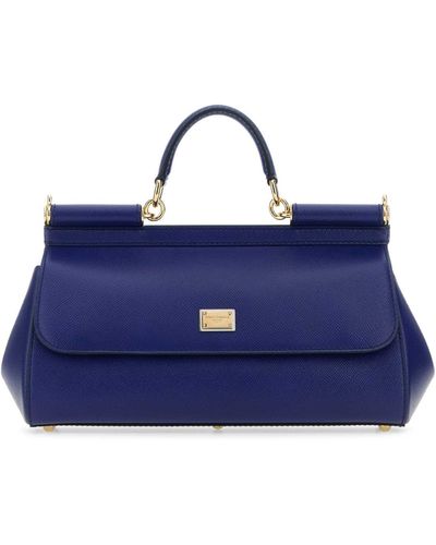Dolce & Gabbana Leather Medium Sicily Handbag - Blue