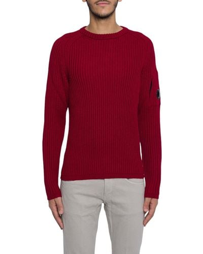 C.P. Company C. P. Company Ribbed Crewneck Sweater - Red