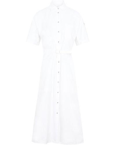 Moncler Belted Midi Shirt Dress - White