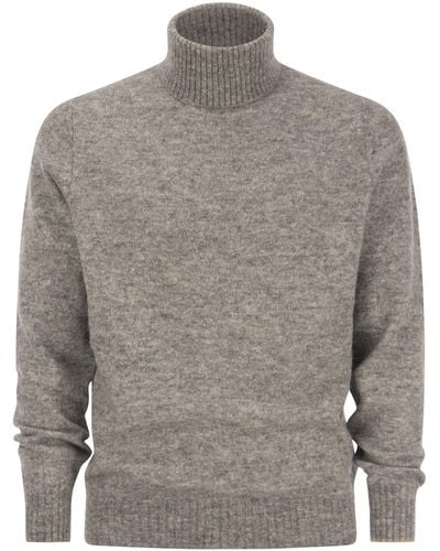 Brunello Cucinelli Turtleneck Sweater In Alpaca - Gray