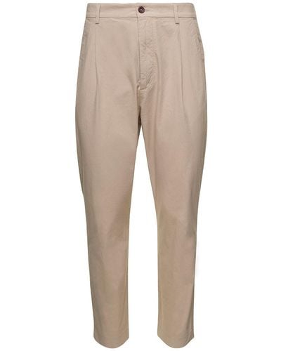 Pence Pants With Button Fastening - Natural