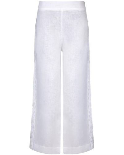 Ermanno Scervino Linen Embroidered Trousers - White