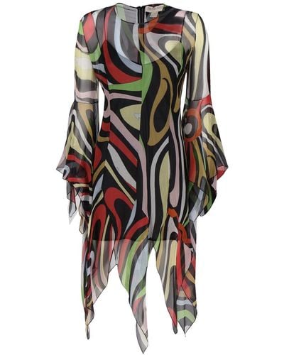 Emilio Pucci Silk Dress With Marble Print - Multicolor