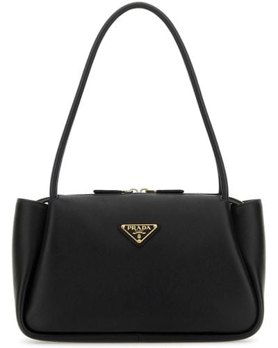 Prada Leather Medium Handbag - Black