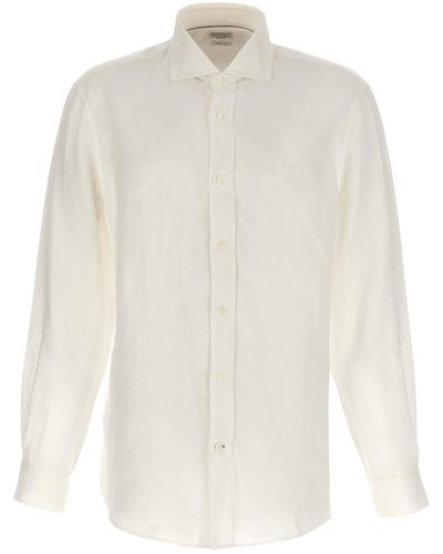 Brunello Cucinelli Linen Shirt Shirt, Blouse - White