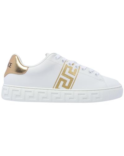 Versace Greca Embroidered Trainers - White