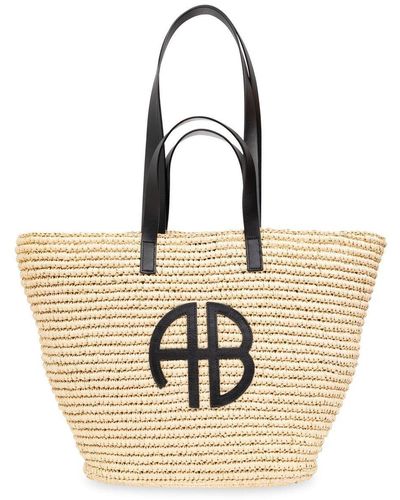 Anine Bing Palermo Logo Patch Tote Bag - Natural