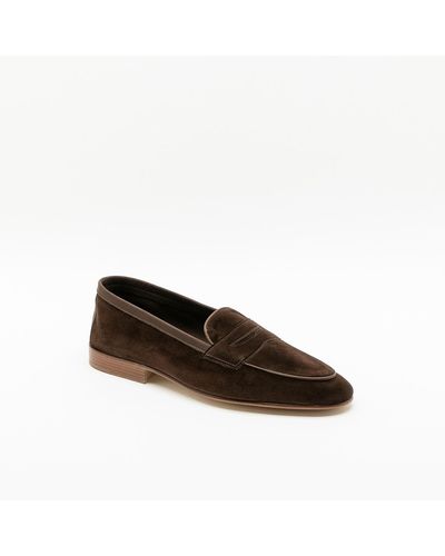 Edward Green Polperro Pepper Baby Calf Unlined Loafer - Brown