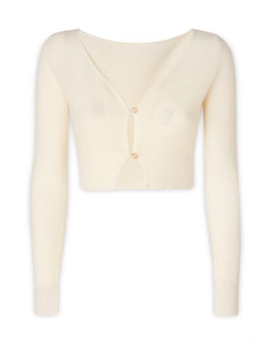 Jacquemus V-Neck Buttoned Cropped Cardigan - Natural