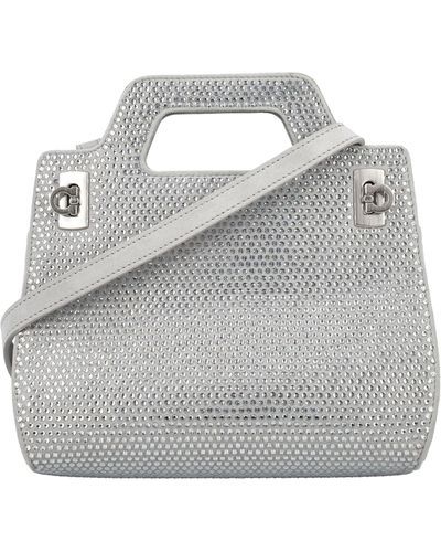 Ferragamo Wanda Micro Bag With Crystals - Grey