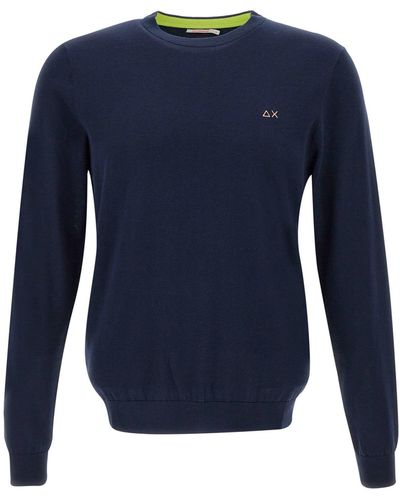 Sun 68 Round Elbow Sweater Cotton - Blue