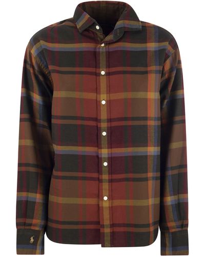 Polo Ralph Lauren Checked Shirt In Warm Cotton - Brown