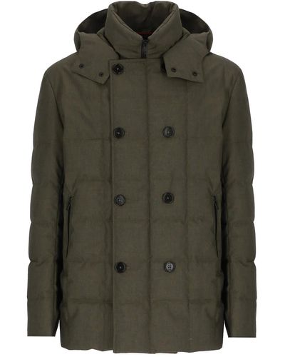 Fay Double-Breasted Padded Down Jacket - Green