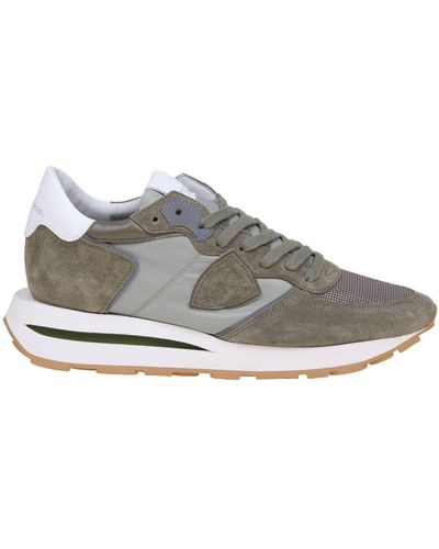 Philippe Model Nylon And Suede Trainers - Grey