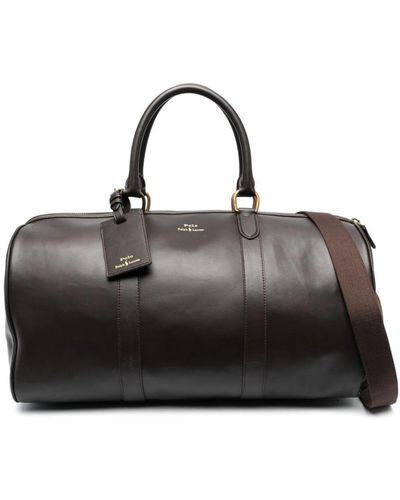 Polo Ralph Lauren Logo-print Leather Duffle Bag - Black