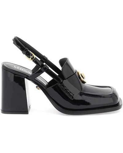 Versace Patent Leather Pumps Loafers - Black