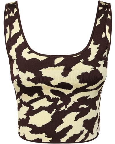 Nanushka Animal Print Top By . Classic And Modern Design, Enriched By The All-over Jaquard Print - Black
