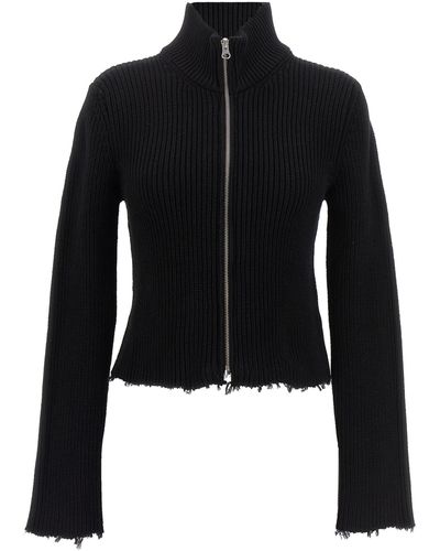 MM6 by Maison Martin Margiela Zip Cardigan Sweater, Cardigans - Black